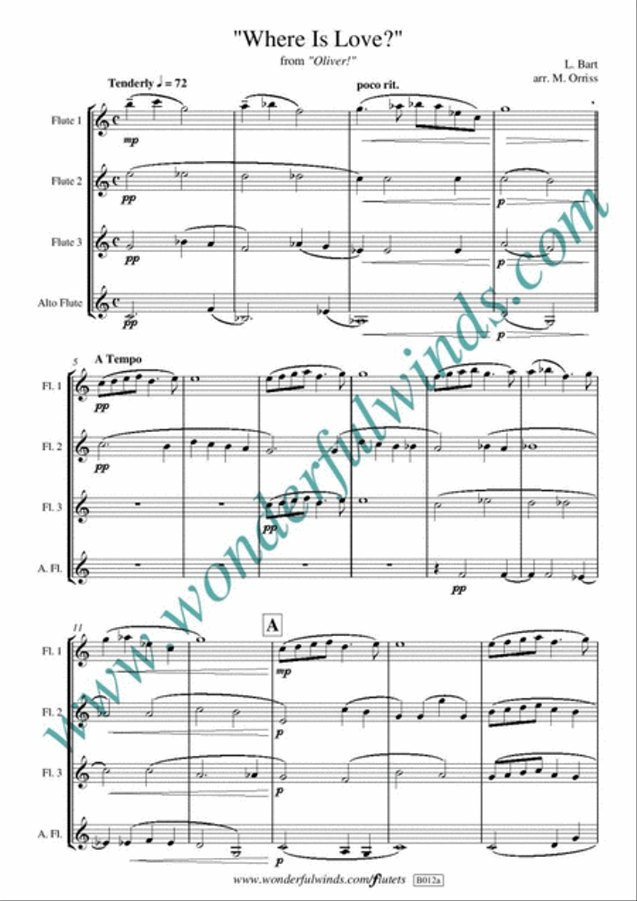 Where Is Love? Flute Quartet scores gallery preview page 2