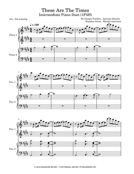 These Are The Times Piano Method - Digital Sheet Music