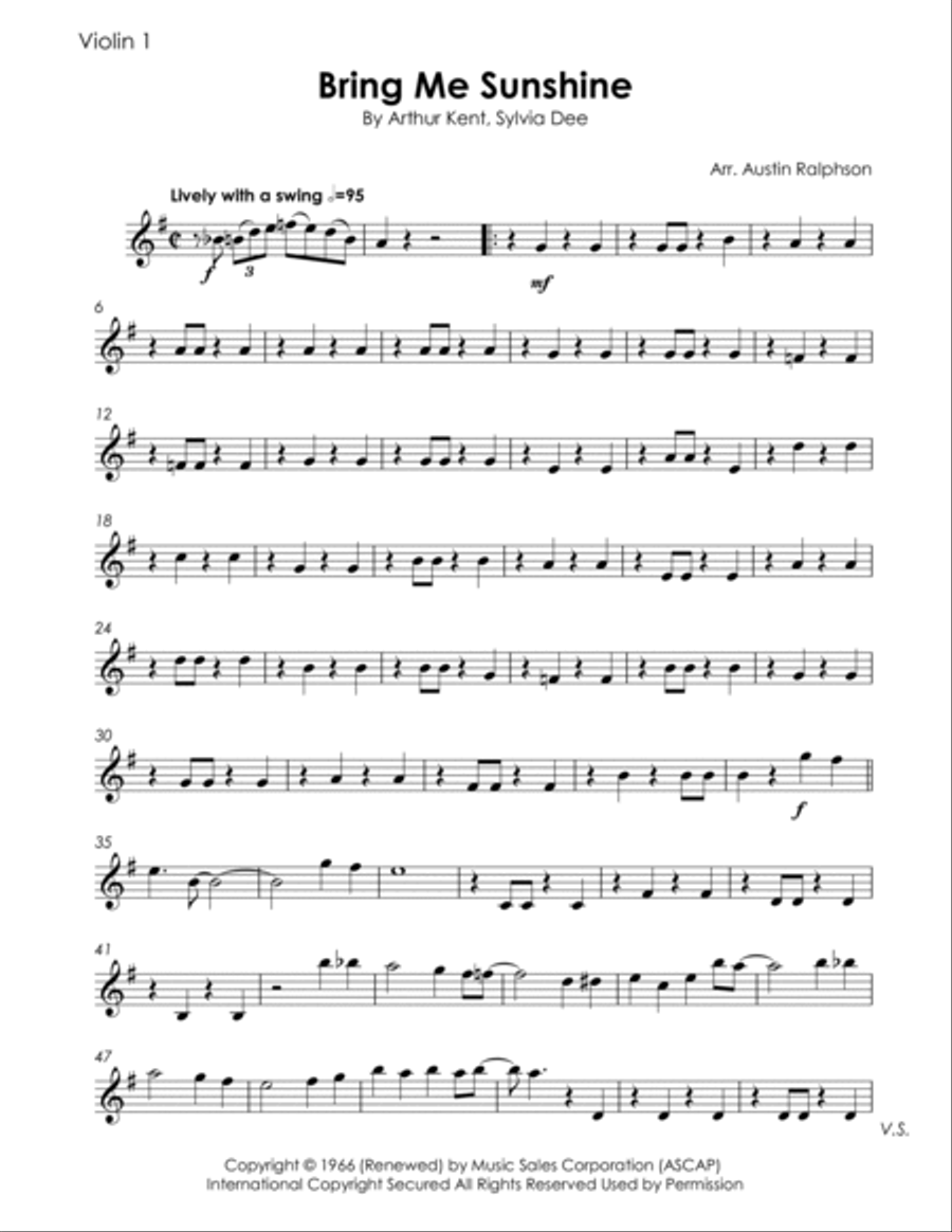 Bring Me Sunshine Bring Me Sunshine String Quartet scores gallery preview page 3