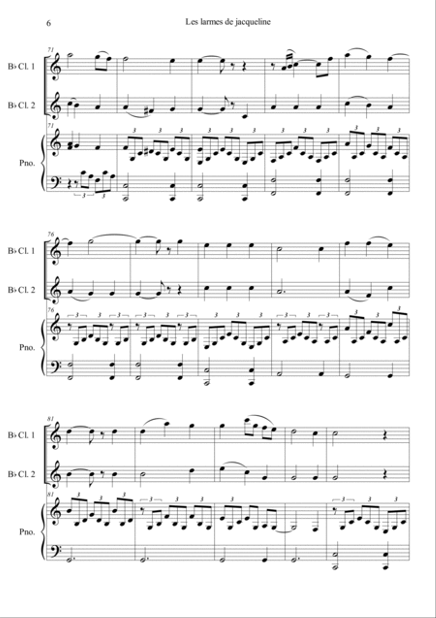 Jacqueline's Tears Clarinet Duet scores gallery preview page 6