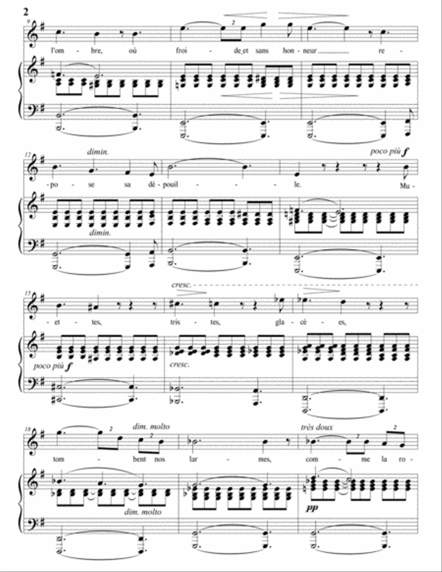 DUPARC: Élégie (transposed to E minor) Voice scores gallery preview page 3