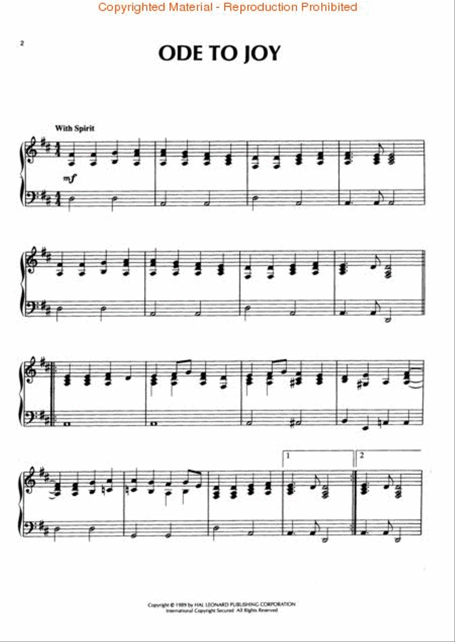 Ode To Joy - From Symphony No. 9 Easy Piano scores gallery preview page 2