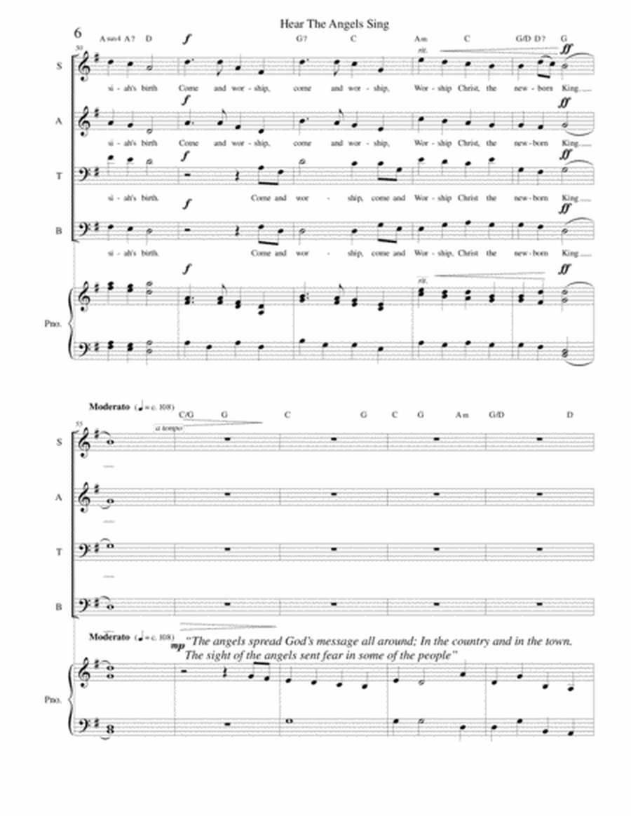 Hear the Angels Sing - (Christmas Medley) SATB and piano image number null