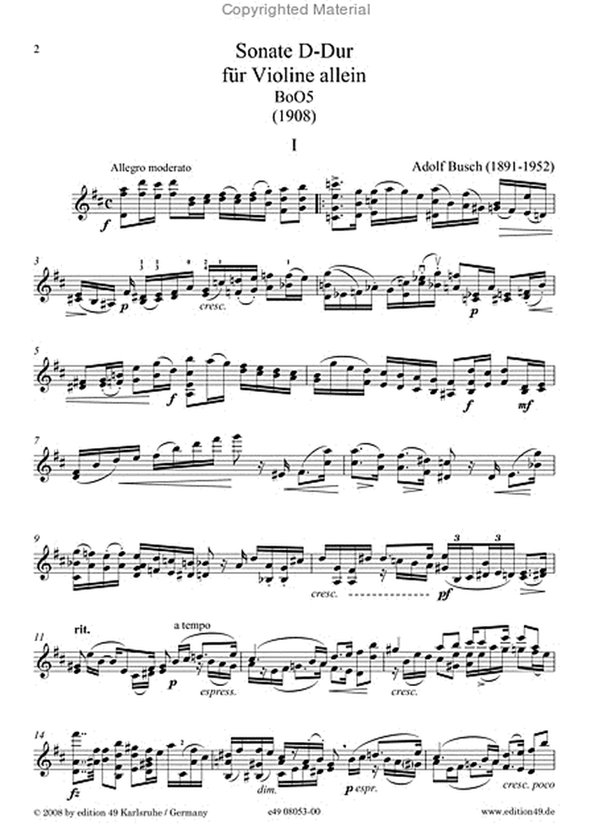 Sonate D-Dur fur Violine allein BoO 5