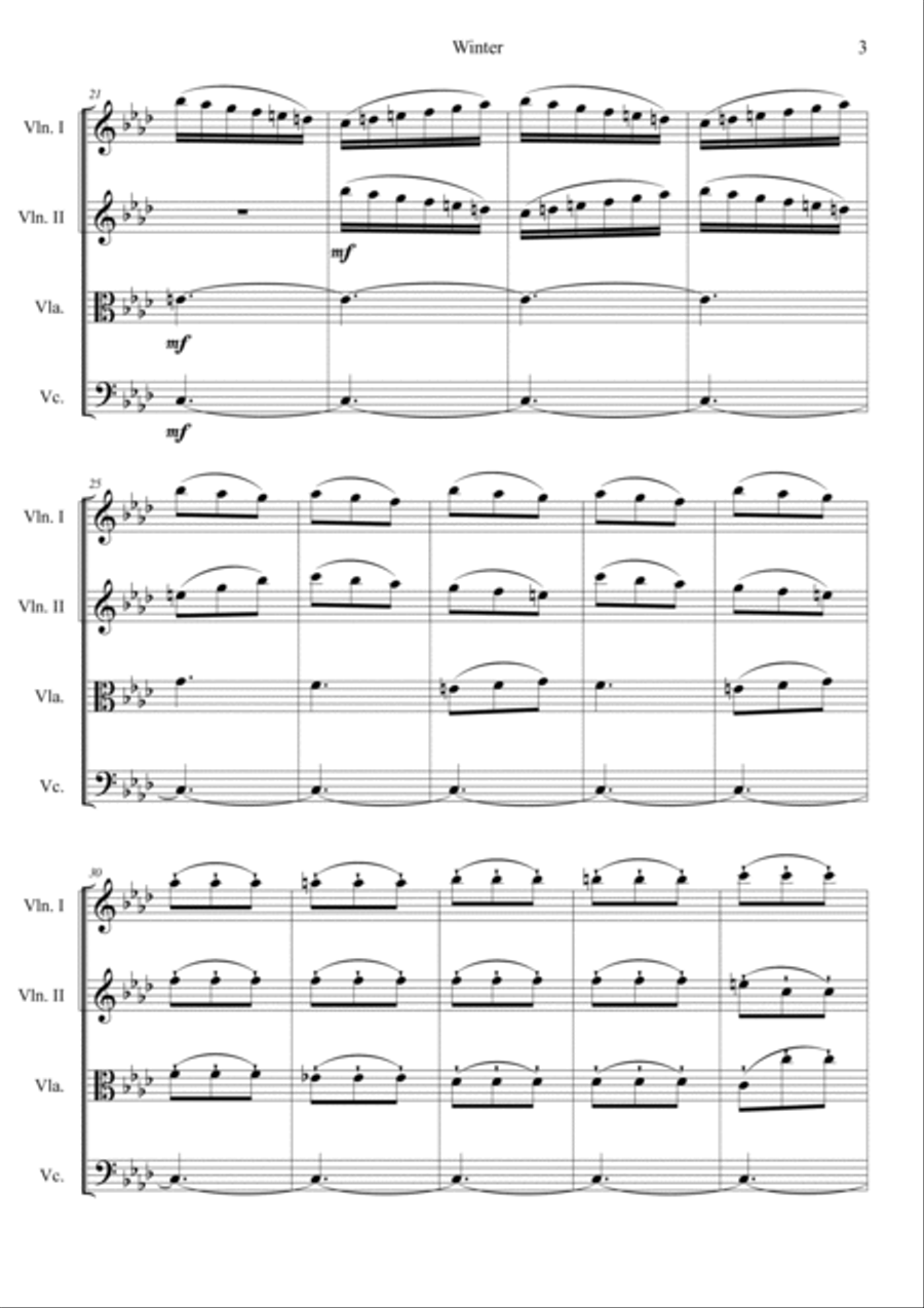 The Four Seasons: Winter 3rd Movement String Quartet scores gallery preview page 3