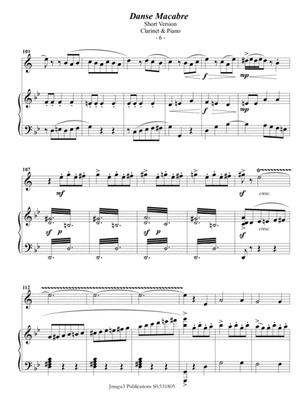 Saint-Saëns: Danse Macabre for Clarinet & Piano Short Version image number null