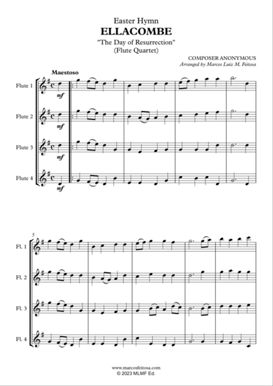 ELLACOMBE (The Day of Resurrection) - Flute Quartet Flute Quartet scores gallery preview page 3