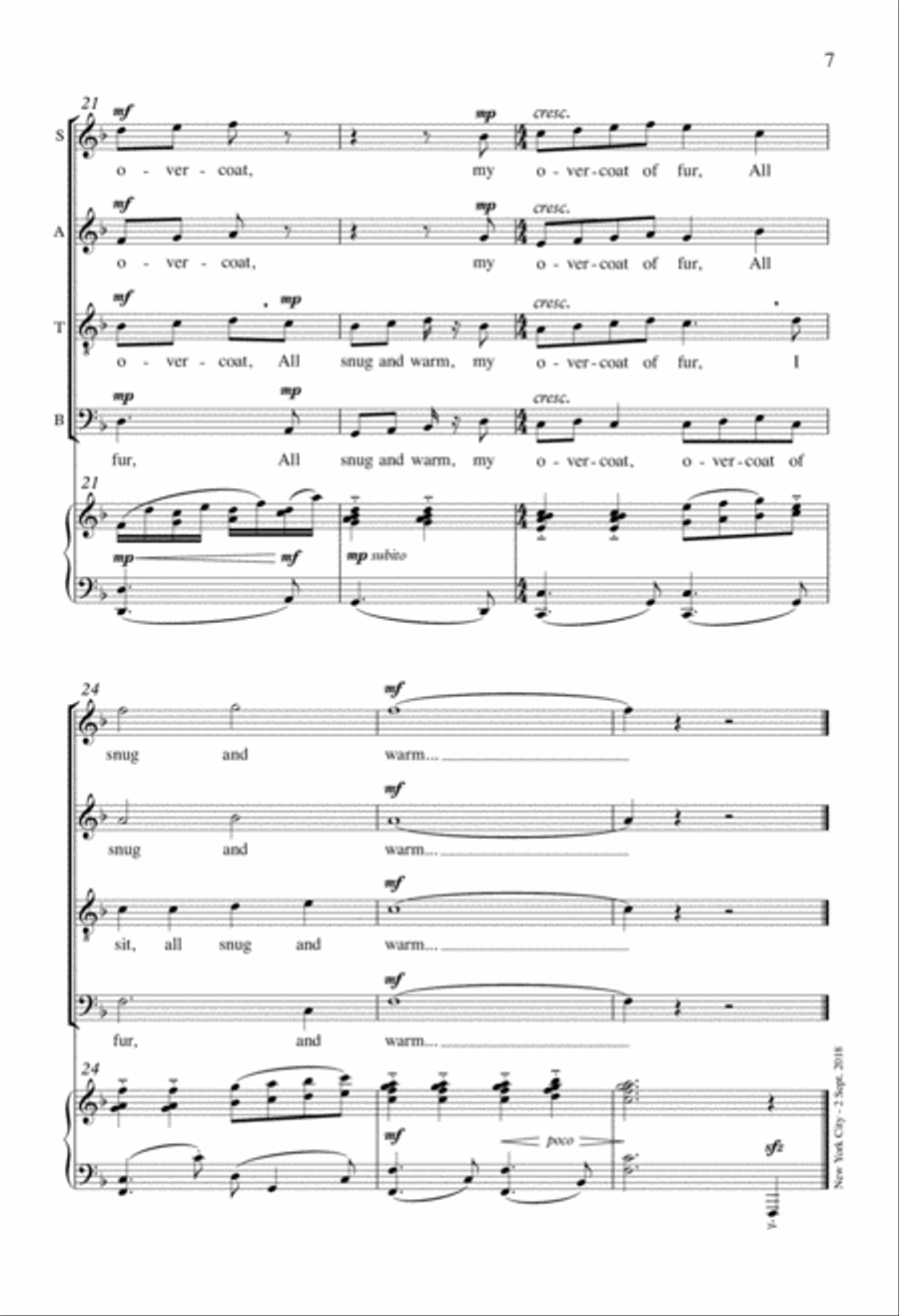 A Cat, A Bird, and Winter Fur 4-Part scores gallery preview page 5