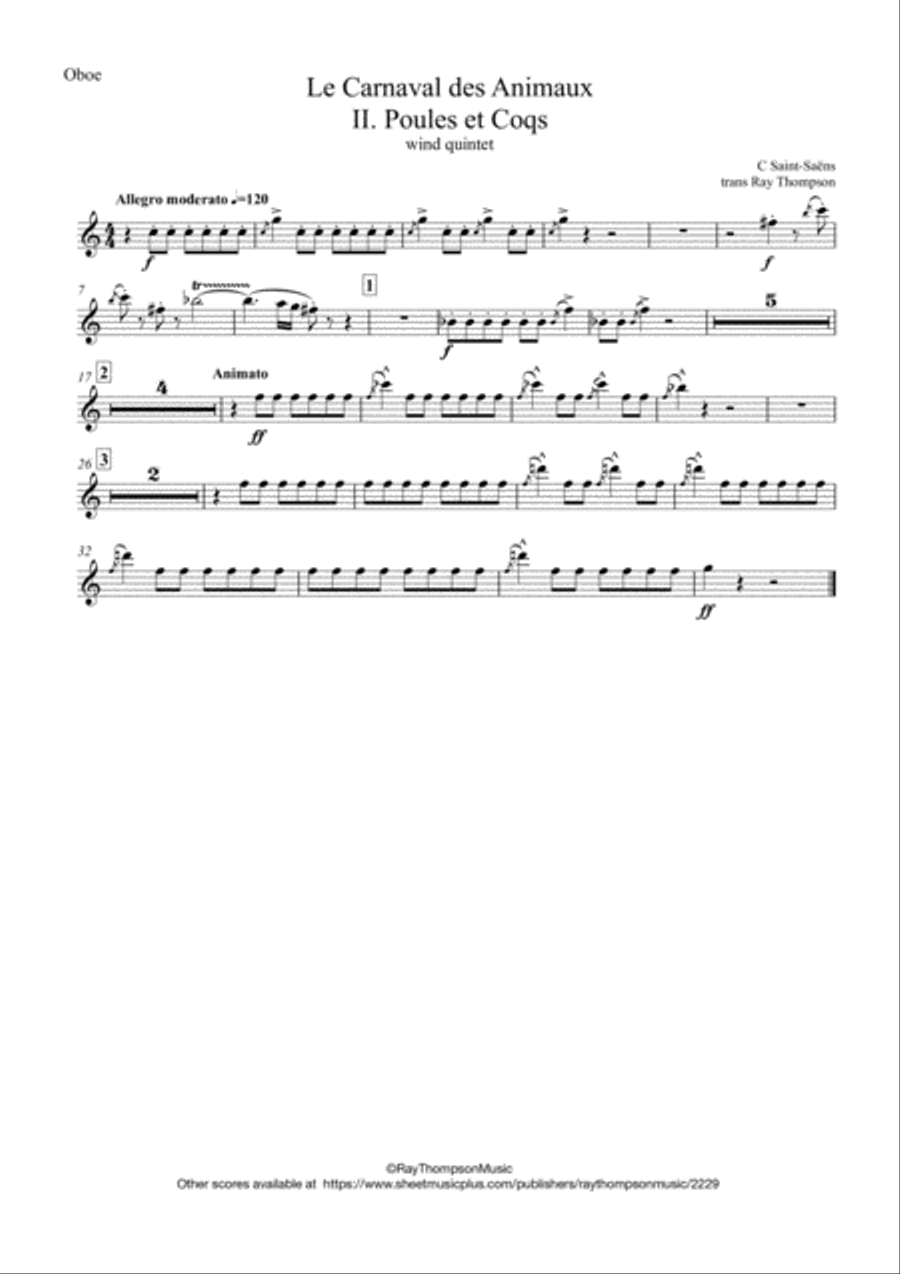 Saint-Saëns: Le Carnaval des Animaux II. Poules et Coqs (Hens and Roosters) - wind quintet Woodwind Quintet scores gallery preview page 4