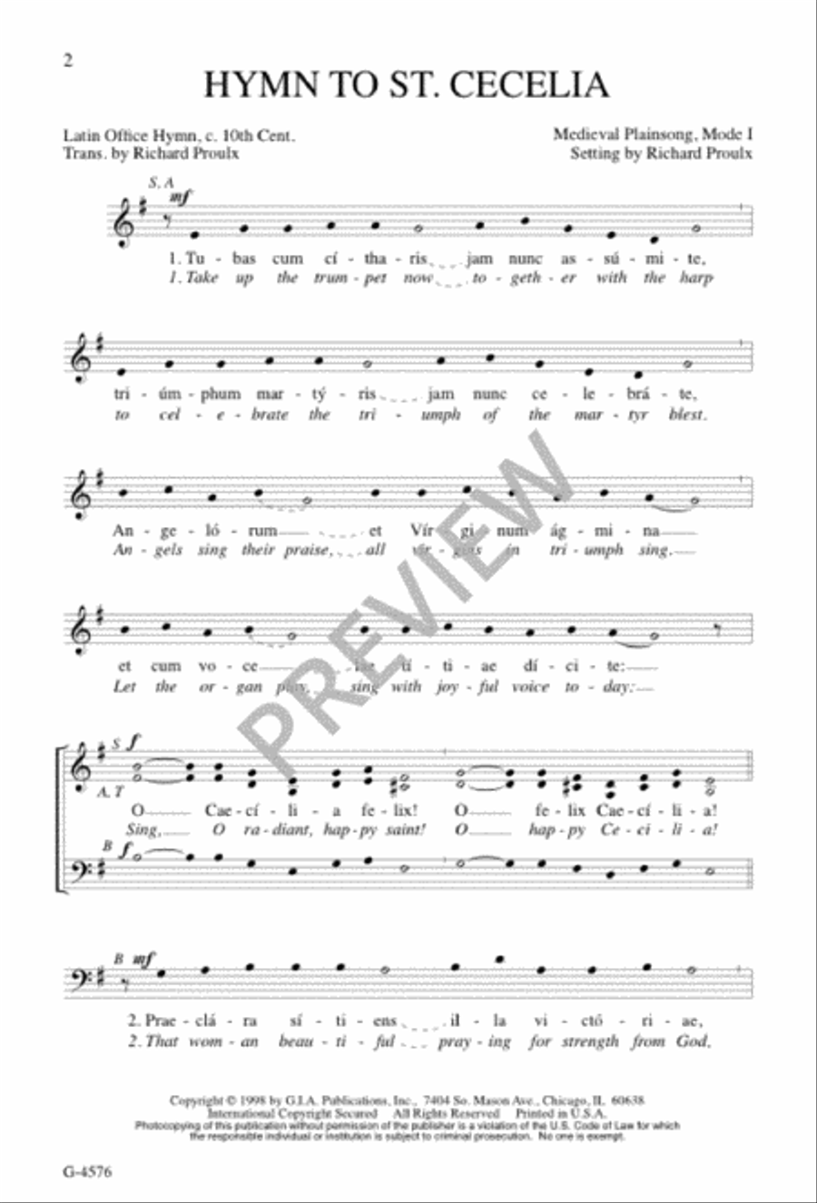 Hymn to St. Cecilia 4-Part scores gallery preview page 2