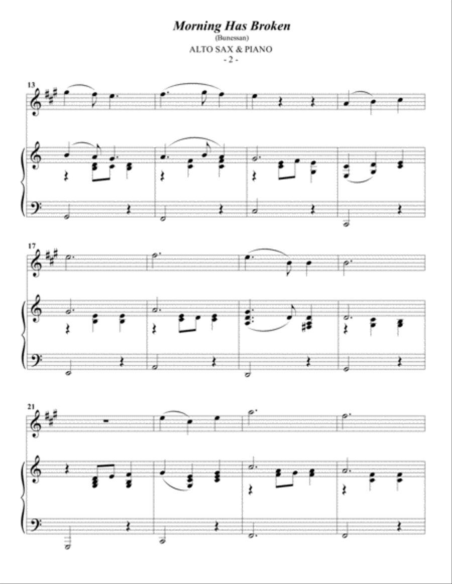 Morning Has Broken Alto Saxophone scores gallery preview page 2