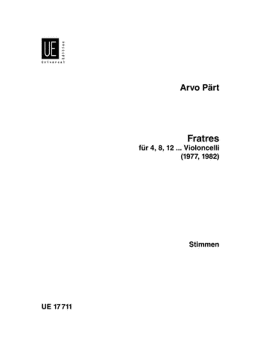 Fratres for 4, 8, or 12 Celli Set of Parts scores gallery preview page 1