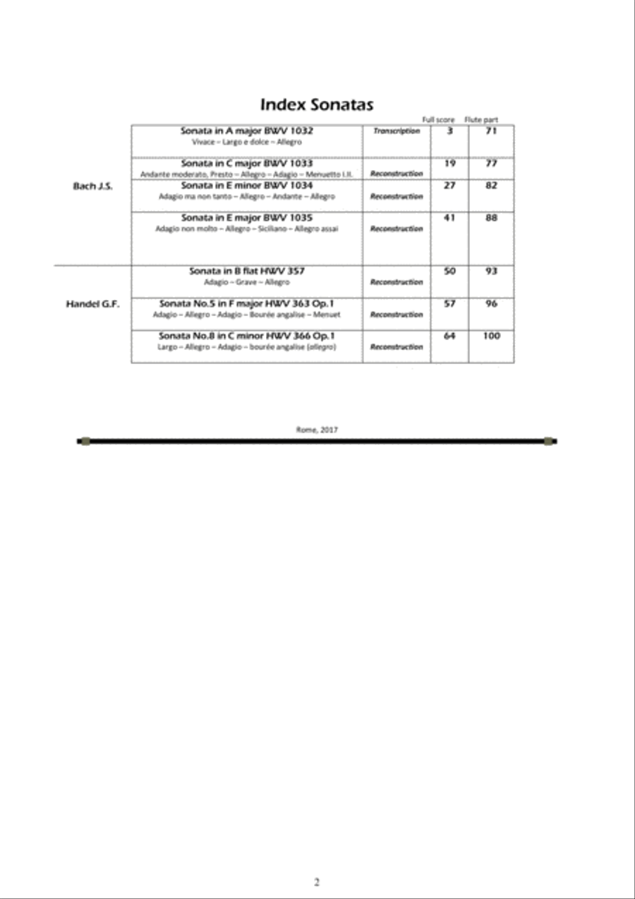 Seven Flute Sonatas (Bach-Handel) for Flute and Harpsichord or Piano - Full scores and Flute part Flute scores gallery preview page 2
