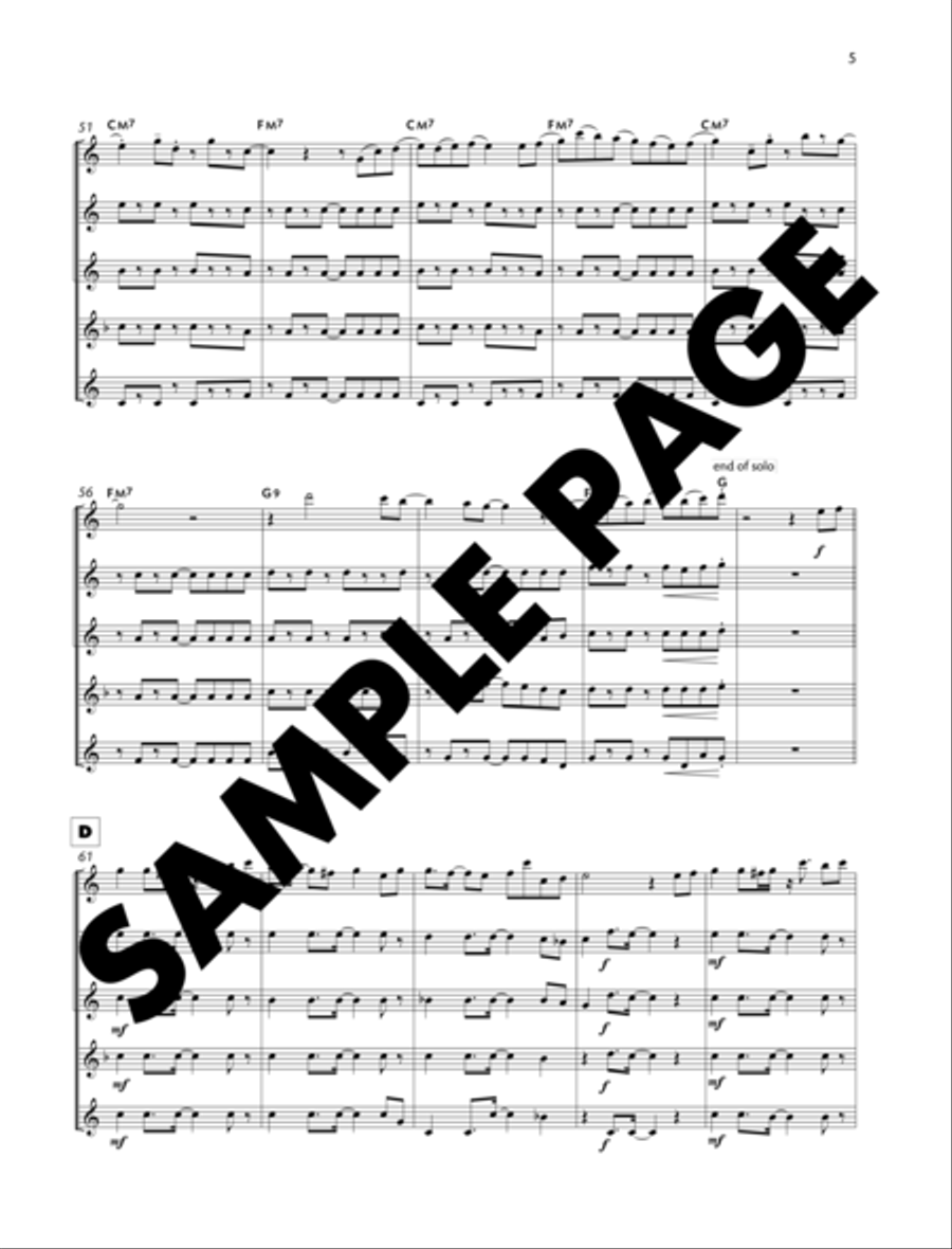 Easy Driving Saxophone Quintet scores gallery preview page 5