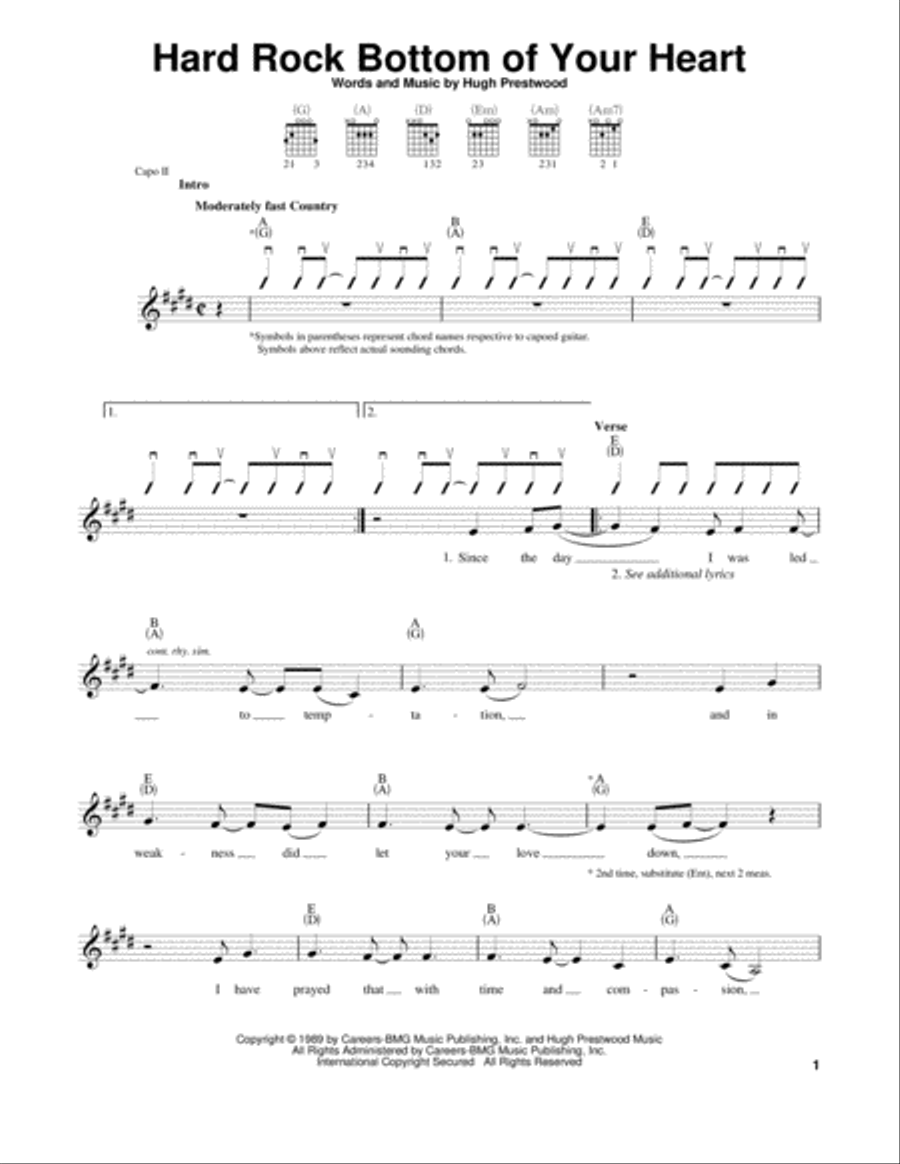 Hard Rock Bottom Of Your Heart Electric Guitar scores gallery preview page 1