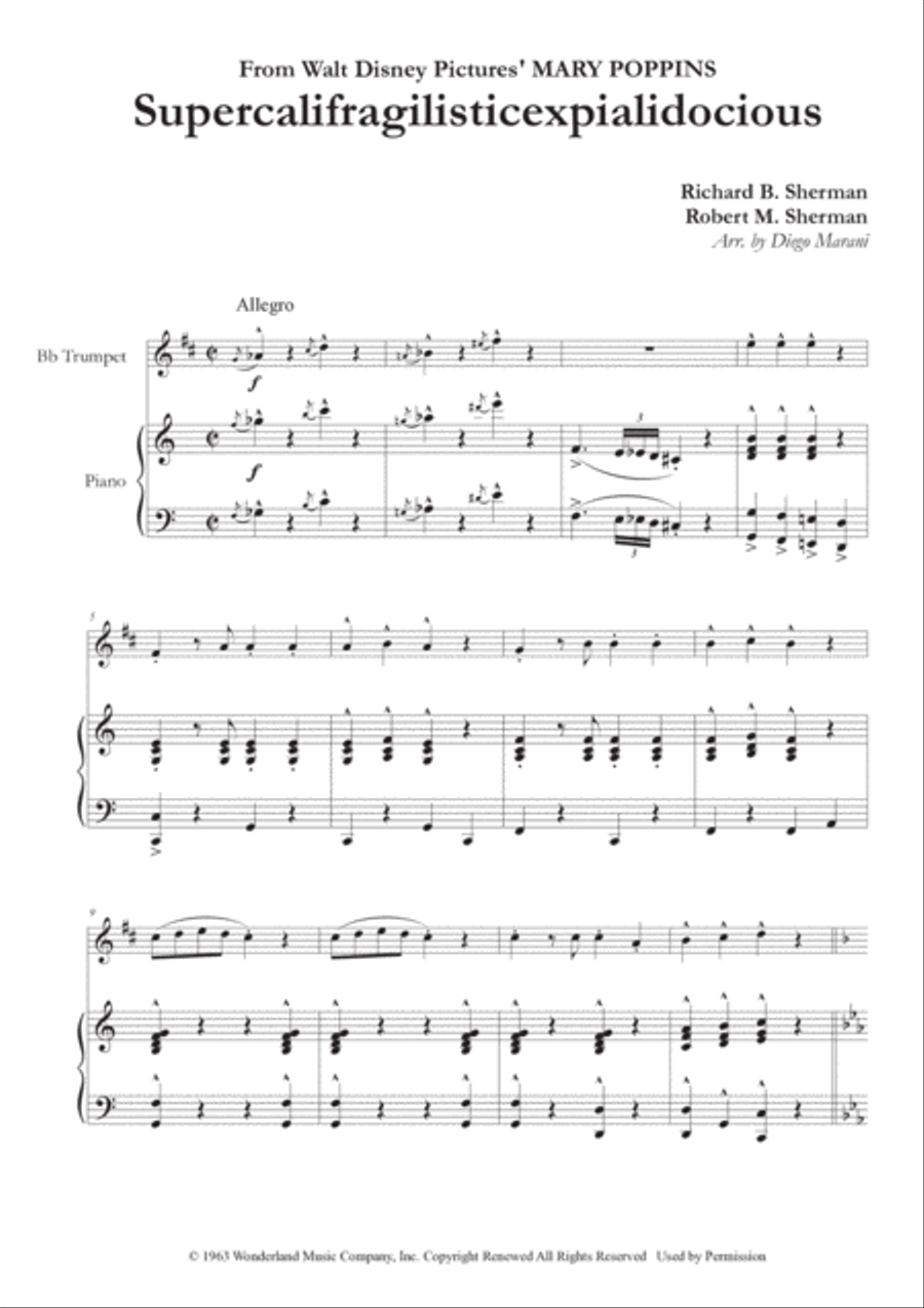 Supercalifragilisticexpialidocious Trumpet Solo scores gallery preview page 2