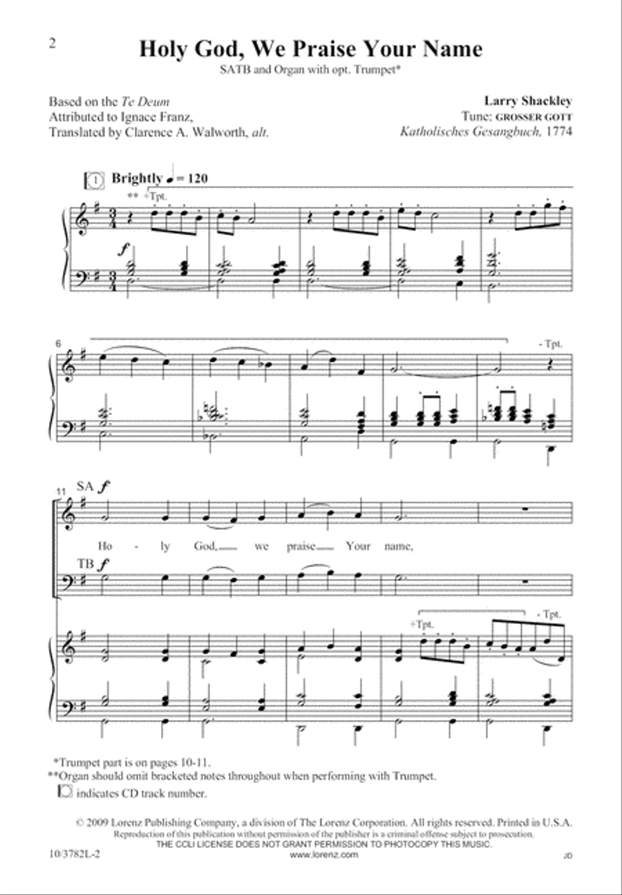 Holy God, We Praise Your Name 4-Part scores gallery preview page 3