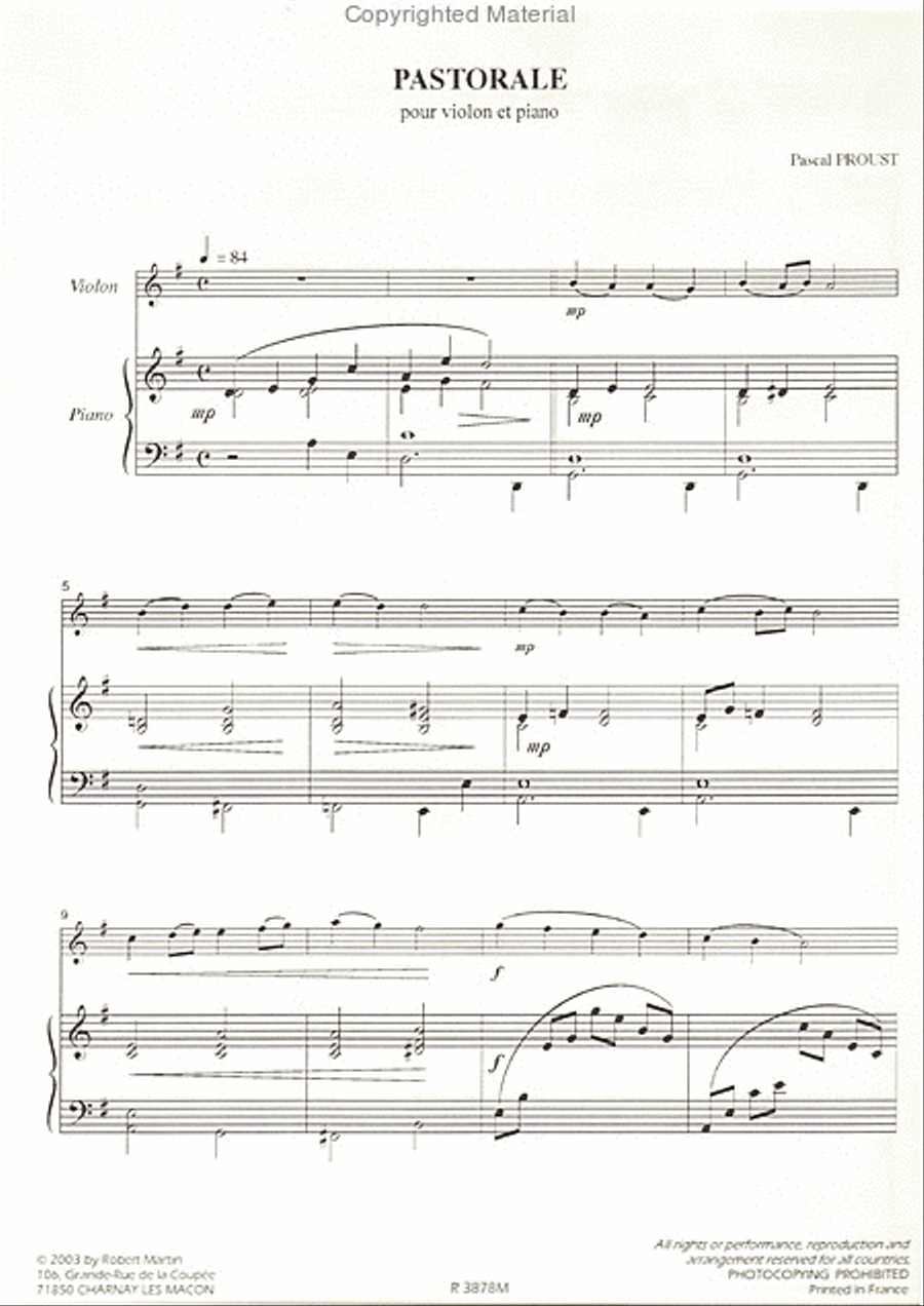 Pastorale, pour violon Pastorale, pour violon Piano Accompaniment scores gallery preview page 2
