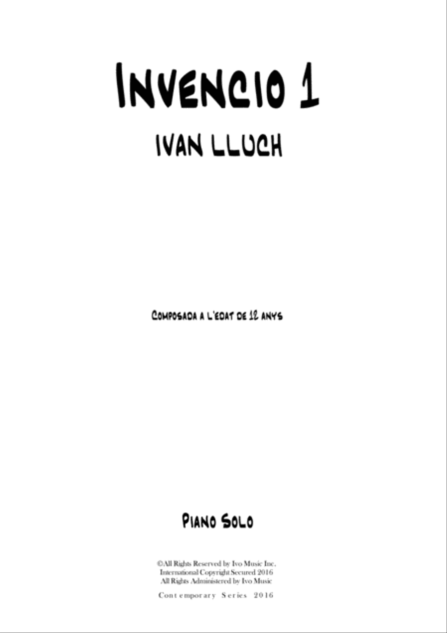Invenció 1 Piano Solo scores gallery preview page 1