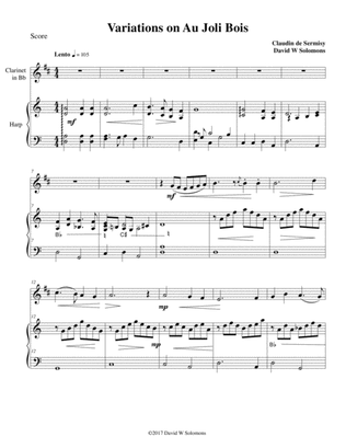 Variations on au Joli Bois for clarinet and harp