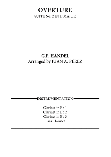 Suite No. 2 in D Major - Clarinet Quartet image number null