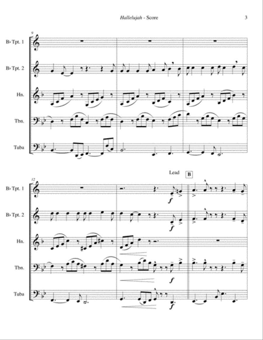 Hallelujah Hallelujah Brass Ensemble scores gallery preview page 4