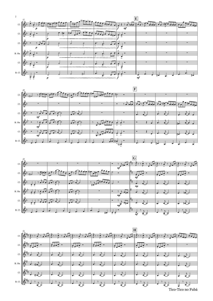 Tico-Tico no Fubá - Choro - Clarinet Quintet Clarinet Quintet scores gallery preview page 3