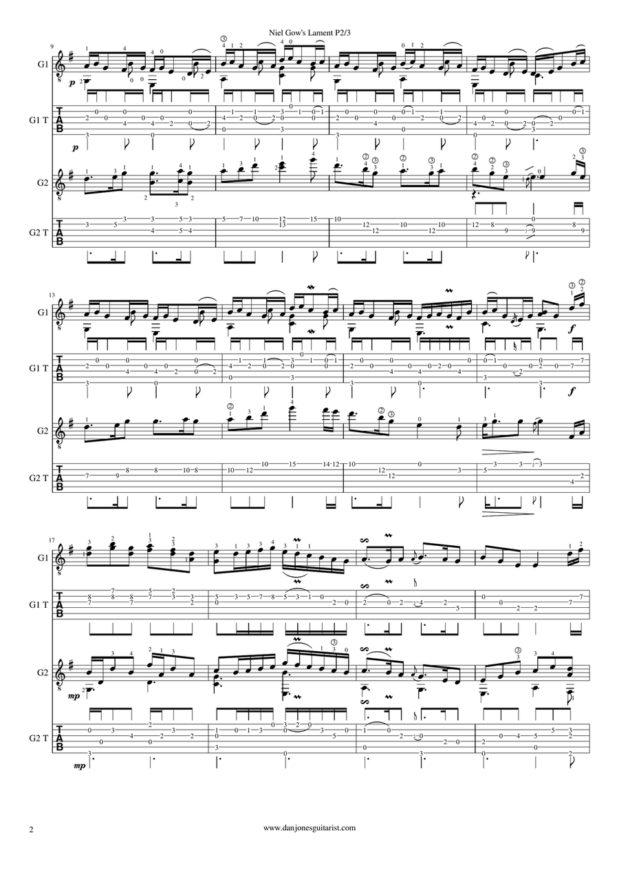 Niel Gow's Lament (For the Death of His Second Wife) Acoustic Guitar scores gallery preview page 3