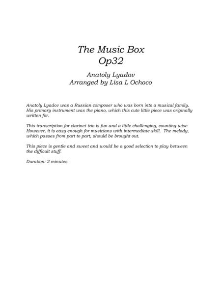 The Music Box Op32 for Clarinet Trio image number null