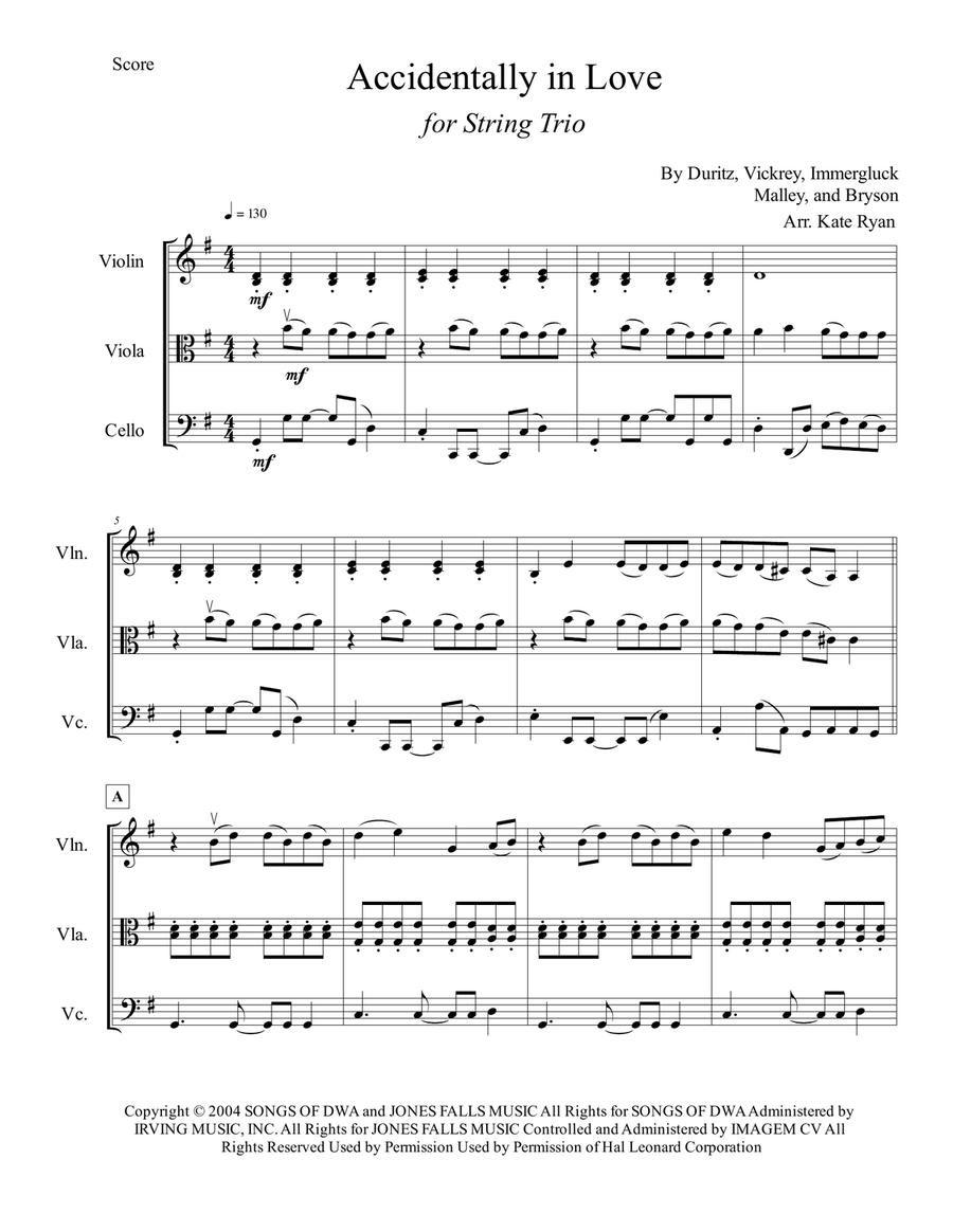 Accidentally In Love String Trio scores gallery preview page 2