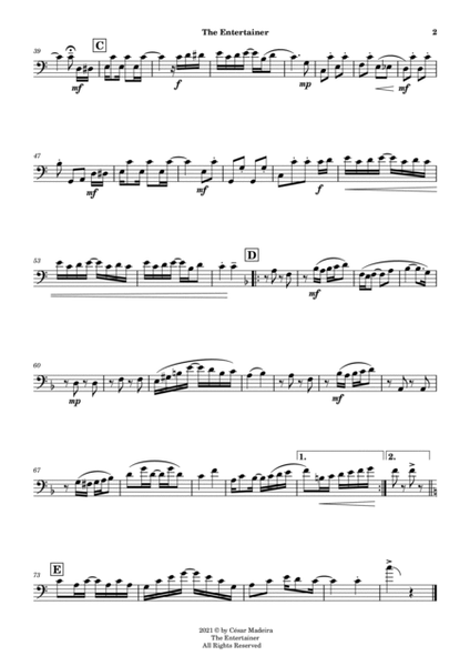 The Entertainer by Joplin - Cello Quartet (Individual Parts) image number null