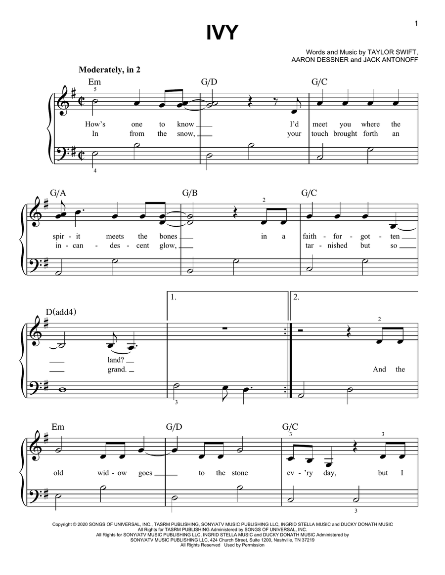 ivy Easy Piano scores gallery preview page 1