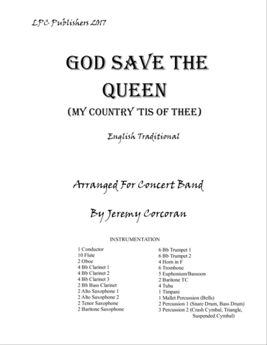 God Save the Queen (My Country Tis of Thee) Concert Band scores gallery preview page 1