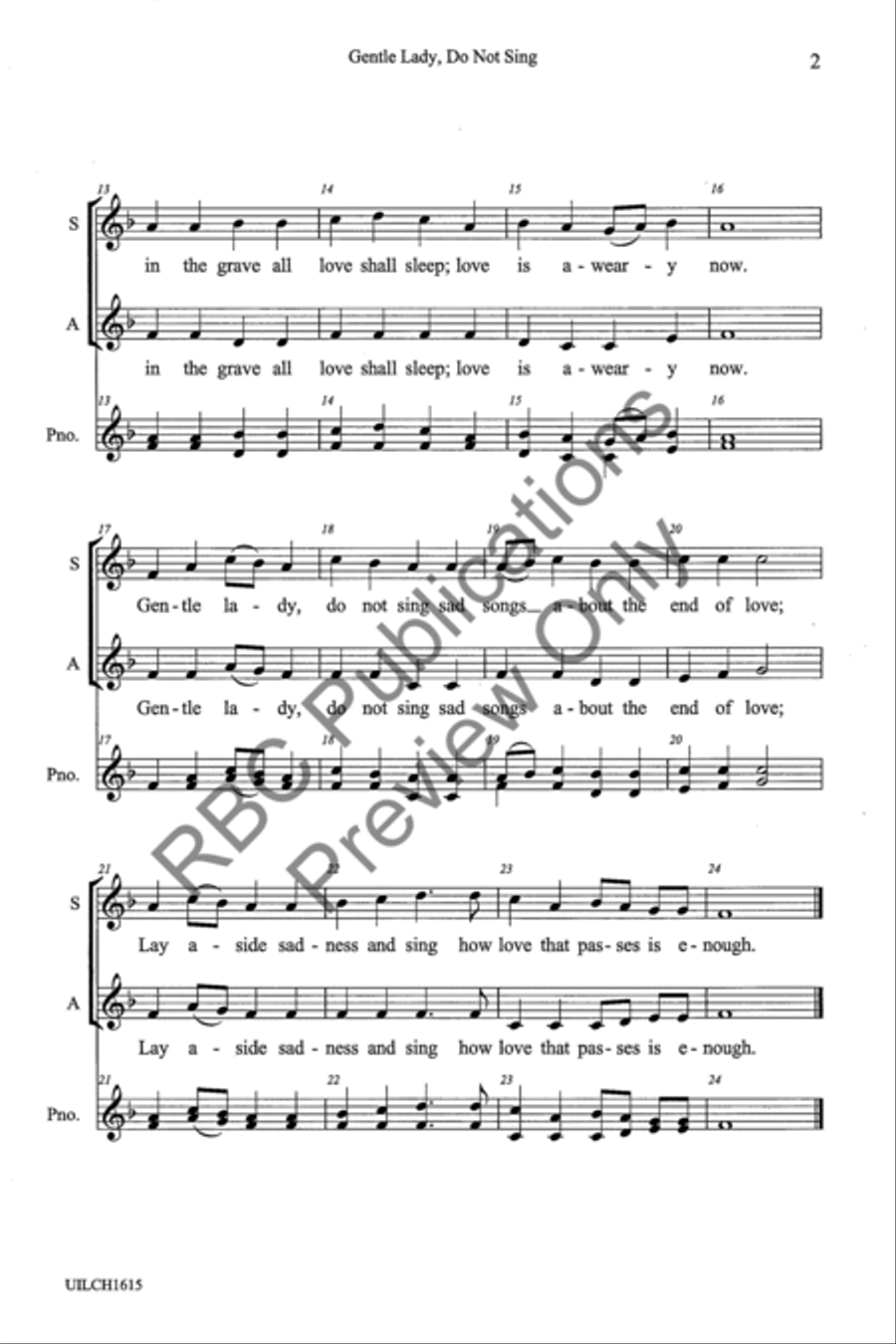 Gentle Lady, Do Not Sing (SA) SA scores gallery preview page 4