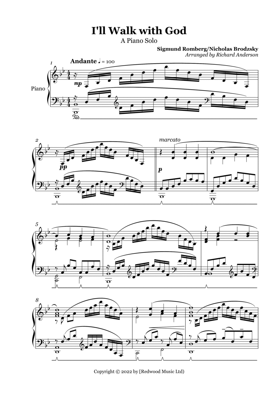 I'll Walk With God I'll Walk With God Piano Solo scores gallery preview page 1