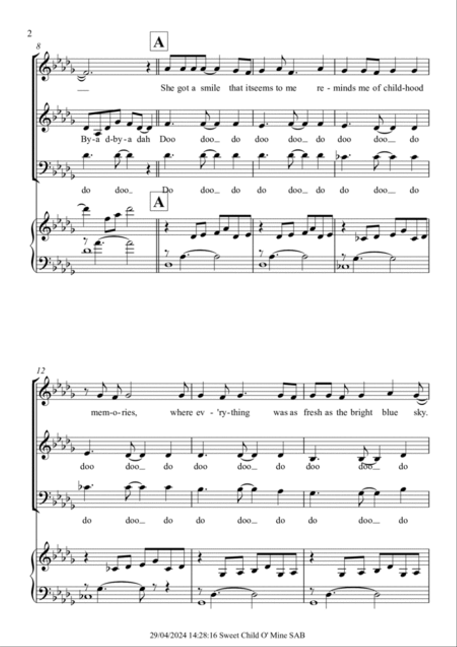 Sweet Child O' Mine 3-Part scores gallery preview page 2