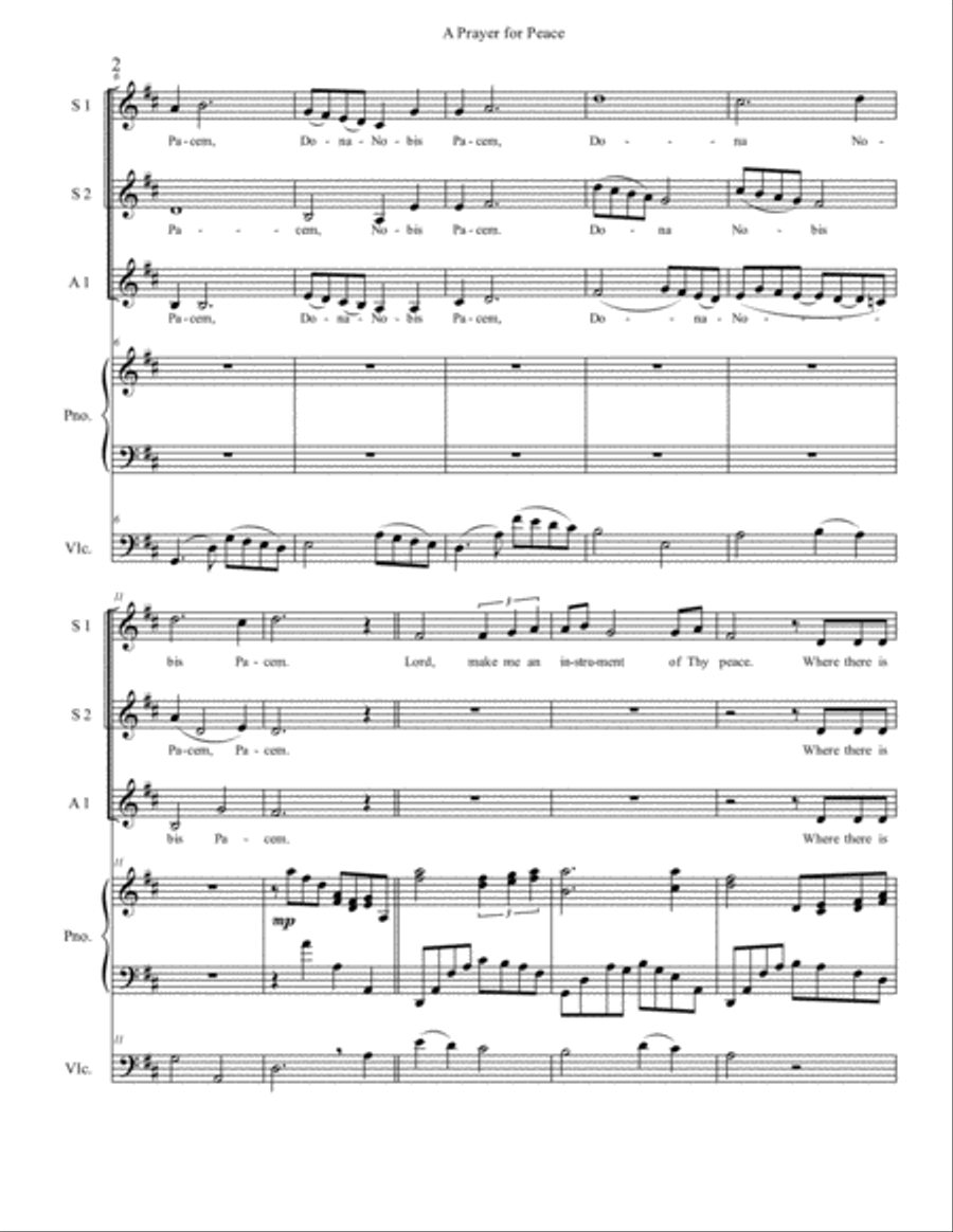 A Prayer for Peace A Prayer for Peace SSA scores gallery preview page 2