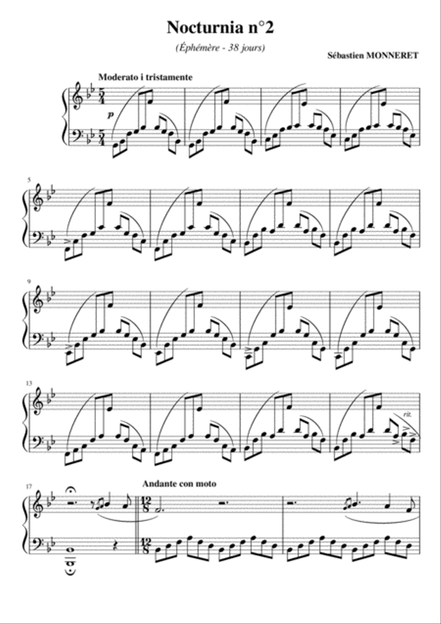 Nocturnia No2 Éphémère – 38 Jours Piano Solo scores gallery preview page 1
