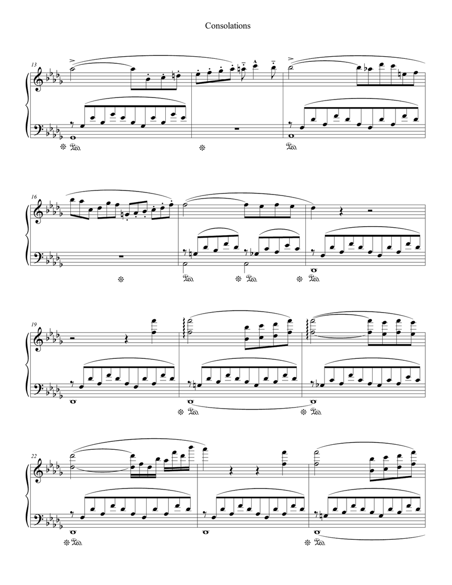 Consolation No. 3 in D Flat Major, S. 172 Piano Solo scores gallery preview page 4