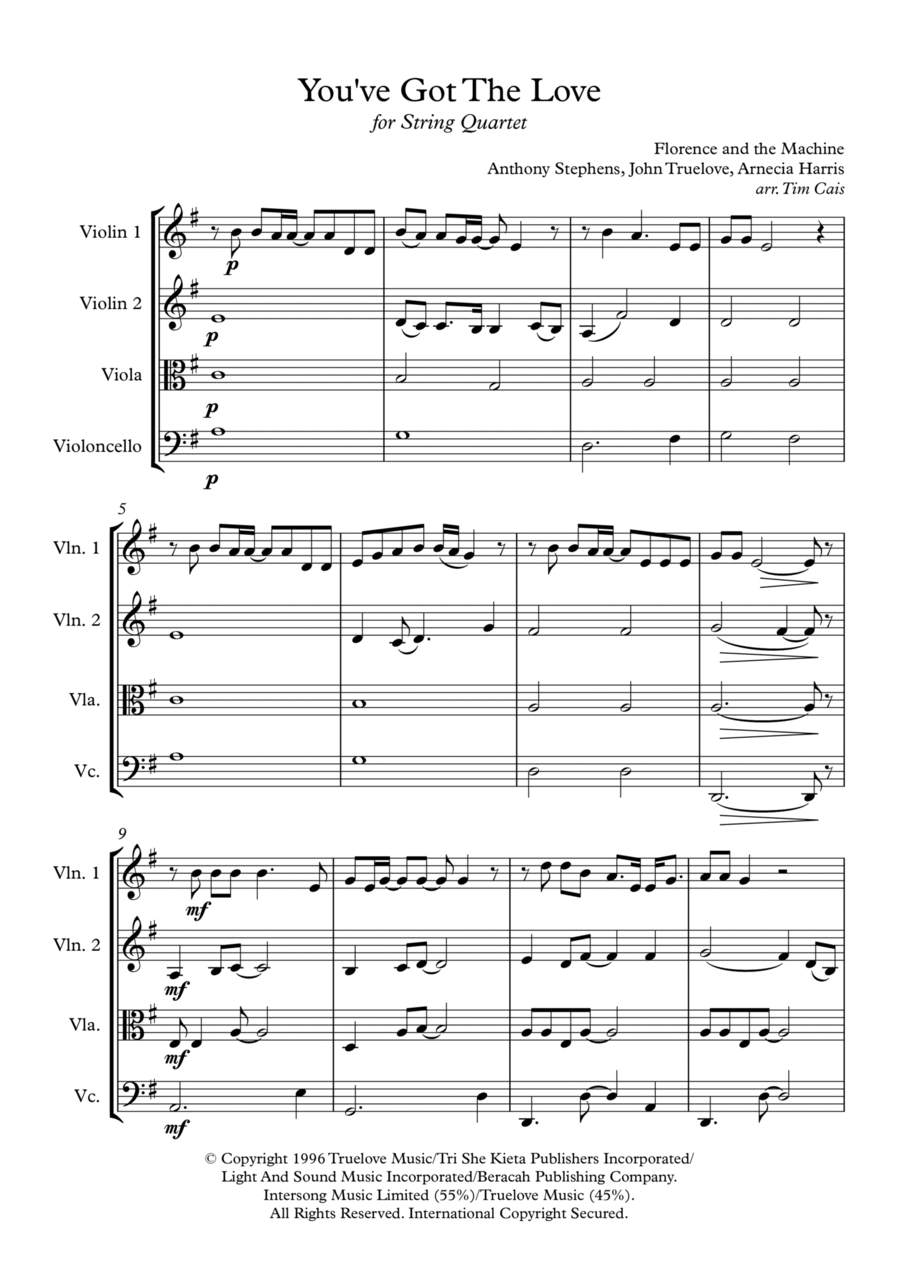 You Got The Love String Quartet scores gallery preview page 1