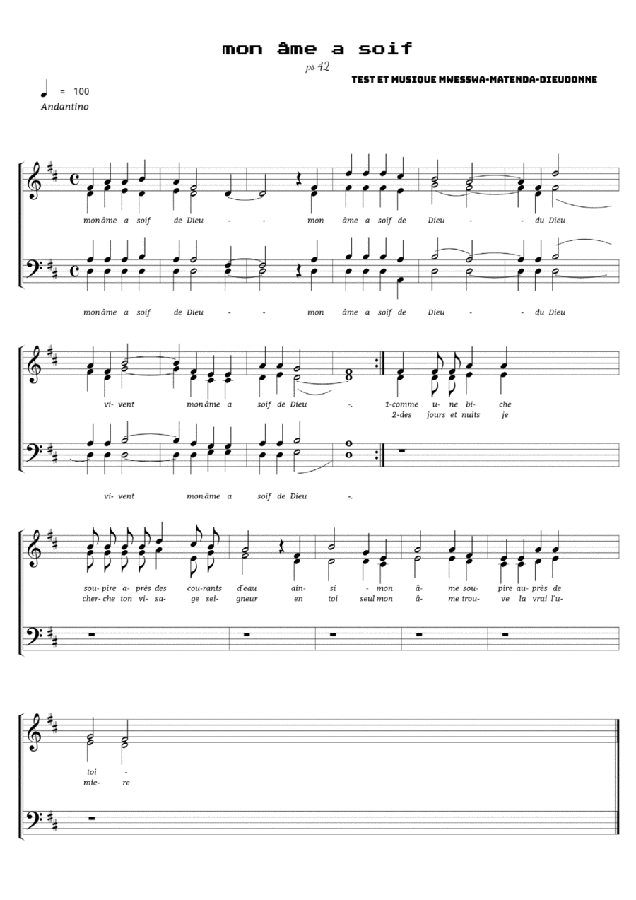 Mon âme a soif A Cappella scores gallery preview page 1