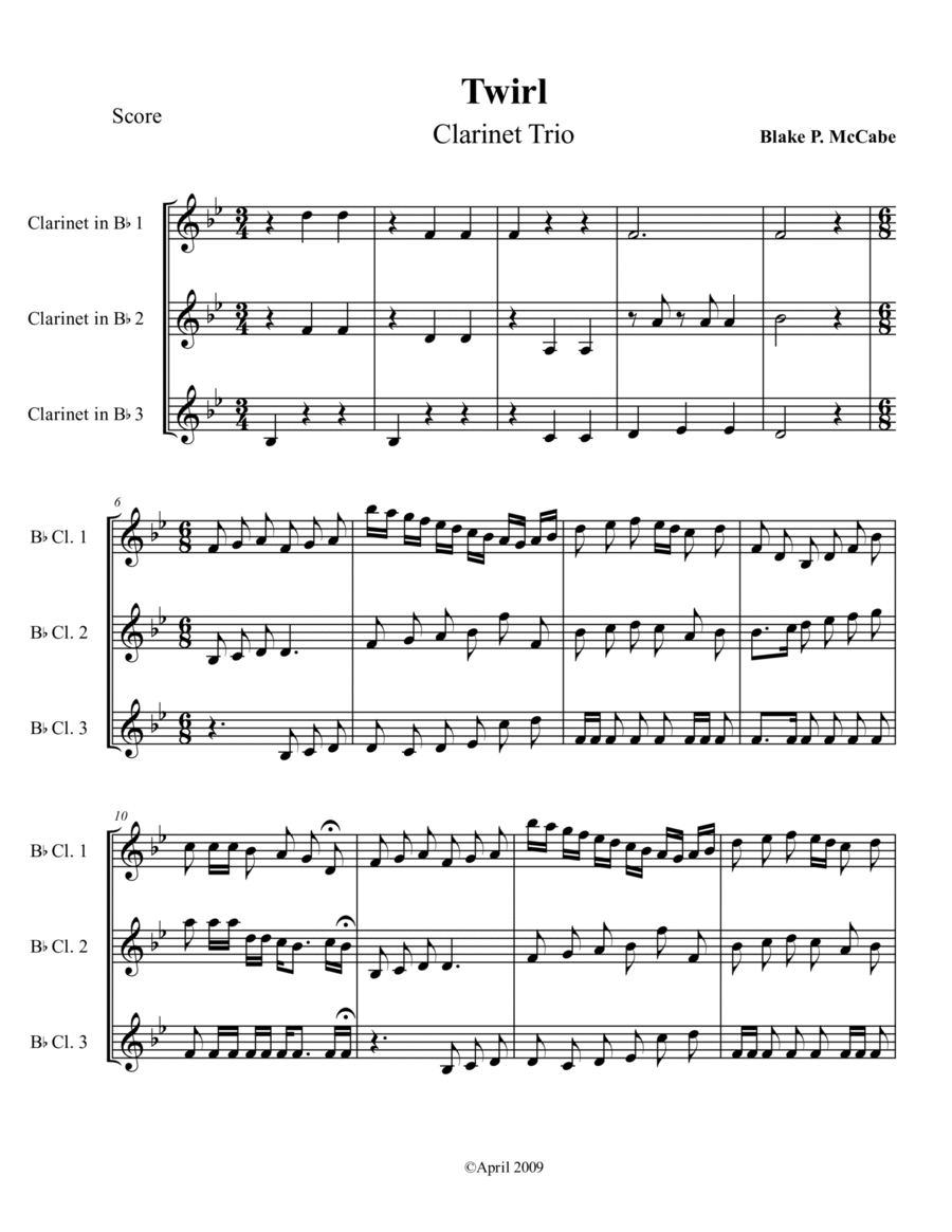 Twirl Twirl Woodwind Ensemble scores gallery preview page 1
