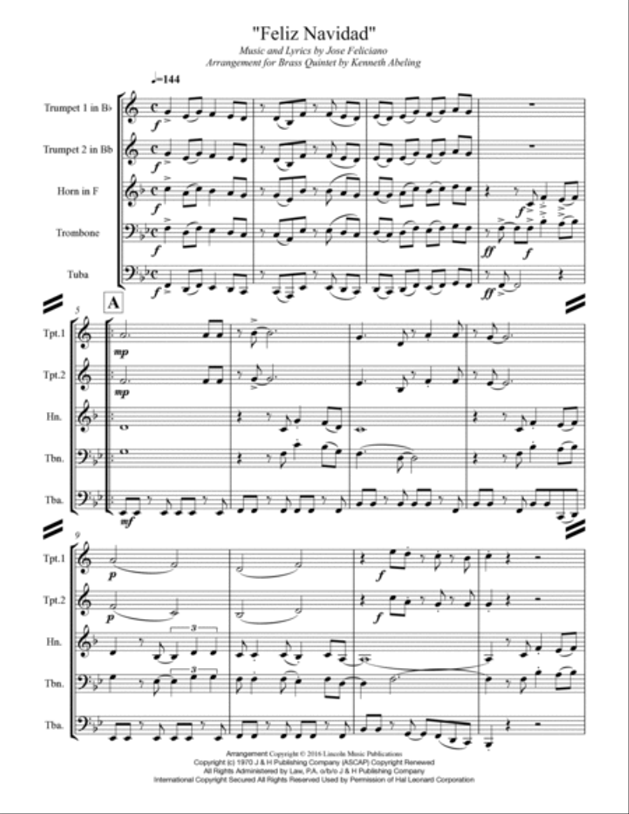 Feliz Navidad Horn scores gallery preview page 2