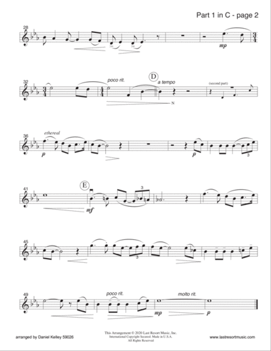 Just A Closer Walk With Thee for String Trio (or Wind Trio or Mixed Trio) Music for Three Large Ensemble scores gallery preview page 4