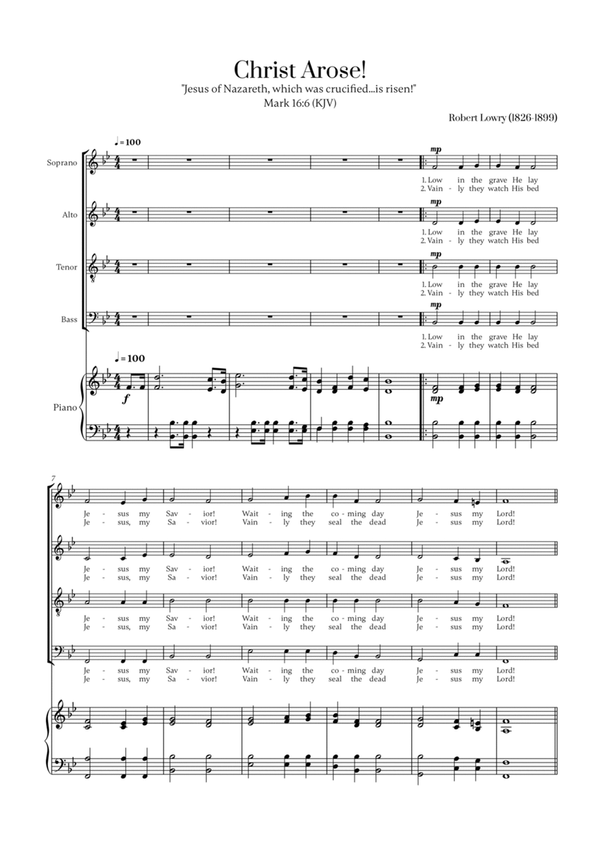 Christ Arose (He Arose) for SATB and Piano image number null