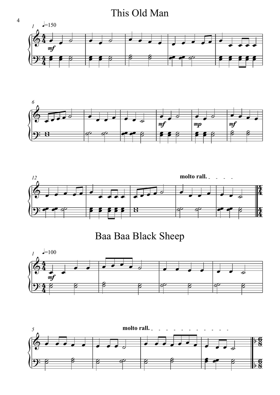 Nursery Rhymes for Beginners Piano Method scores gallery preview page 4