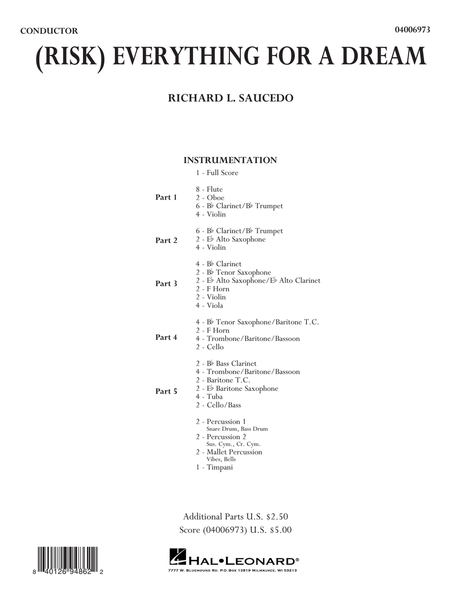 (Risk) Everything for a Dream - Conductor Score (Full Score) Concert Band scores gallery preview page 1