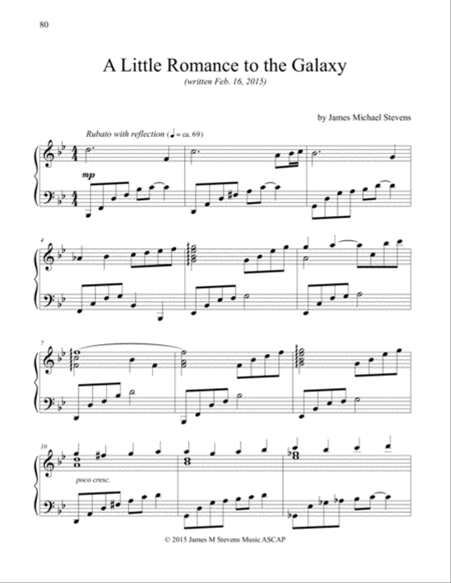 A Little Romance to the Galaxy Piano Solo scores gallery preview page 1