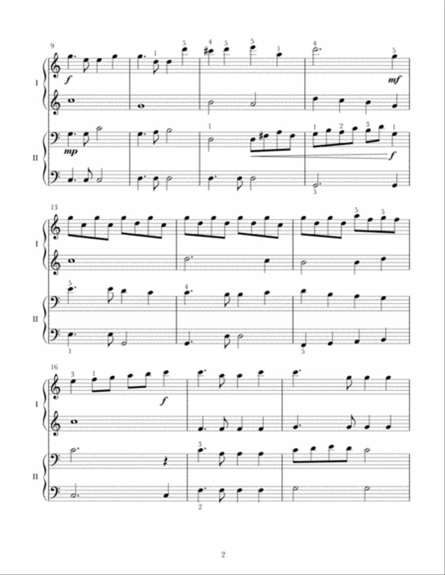 America the Beautiful- Easy Piano Duet by Teresa Cobarrubia Yoder, ASCAP Easy Piano scores gallery preview page 2