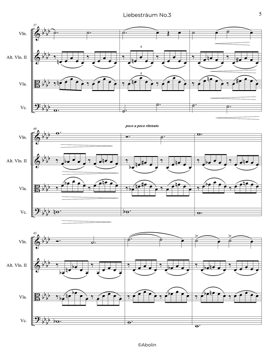 Liszt: Liebesträum No.3 - String Trio, or 2 Violins and Cello String Trio scores gallery preview page 6